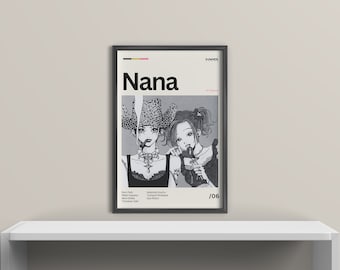 Vintage Anime Poster - Retro Modern Art - Anime Print - Nana Anime Poster - Wall Decor - Gifts for her - Nana and Hachi