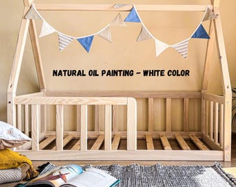 The owl tiny house Toddler floor bed, floor tepee montessori bed, platform bed frame for kids, kids furniture, montessori furniture