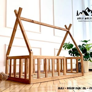 Łóżko piętrowe Montessori Tipi ze szczebelkami, rama łóżka platformowego dla małych dzieci