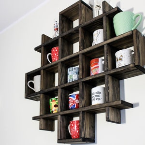 Handmade shelf for storing tea Coffee Mugs | Wooden Shelf for Office Bar Kitchen Bathroom | Home Storage Organization of Paper Cups