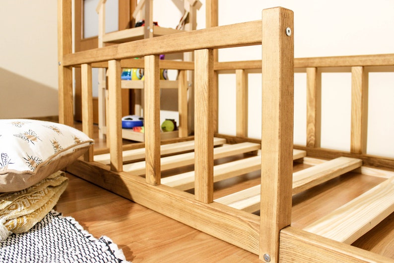 Maisonnette pour tout-petit à lattes, Hausbett, Lit au sol Montessori, Montessori bett, Cabane éclairée, Lit pour tout-petit en bois, Letto Montessori, Bodenbet image 8