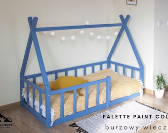 Peuter vloer tipi montessori platform bedframe voor kinderen montessori meubels, het uil kleine huis, weinig ruimte massief houten kinderbedframe