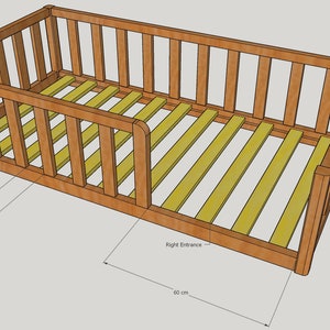 RUNDE ECKEN Montessori-Bodenbettgestell für Kleinkinder mit Lattenrosten, Plattformbettgestell, Kinderbett mit Geländer, Montessori-Möbel Bild 3