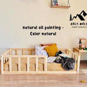 Krippenpodest Montessori Kleinkindbett mit RUNDECKEN Lattenrost bodenbett Kinderbett