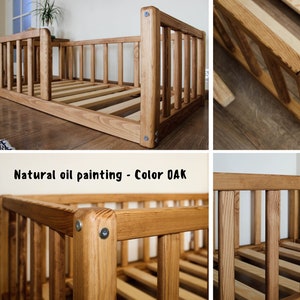 Nursery Platform Montessori floor toddler Bed frame with ROUND CORNERS slats rails Children's bed railing furniture bodenbett Kinderbett image 2