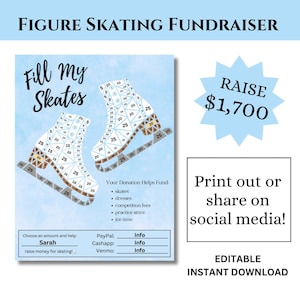 Fill My Skates Figure Skating Fundraiser | Ice Skating Fundraiser | Printable Fundraiser | Ice Skating Gifts |Ice Skating Coach |Ice Skating
