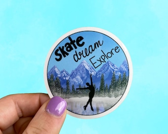 Skate Dream Vinyl Sticker | Wasserfeste Aufkleber | Eislaufen Aufkleber | Laptop Aufkleber | Eiskunstlauf Sticker