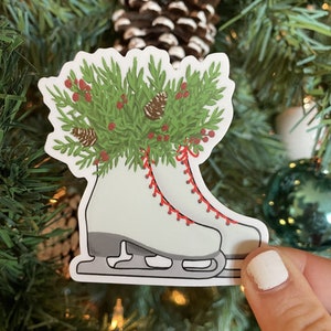 Christmas Ice Skates Sticker | Ice Skating Decal | Ice Skating | Figure Skating Stickers | Figure Skates | Waterproof Stickers | Winter