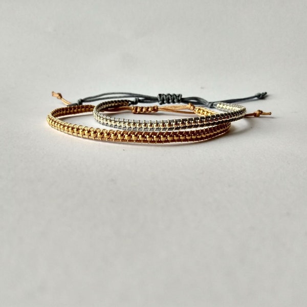 Minimalist beaded bracelet, toho silver bracelet, toho gold bracelet