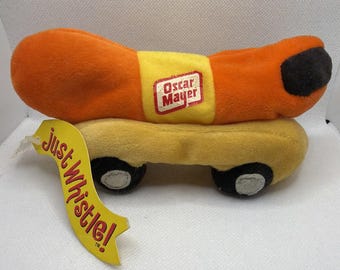 Vintage Oscar Meyer Weiner Mobile Toy Plush with Tag Stuffed Bean Bag Plush Gift