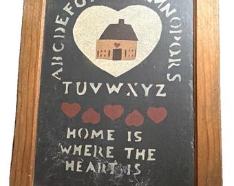 Vintage Wooden Home Is Where The Heart Is Wall Hanging Chalkboard Grandmacore