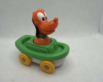 Illco Disney Pluto Push Toy Car Green vintage