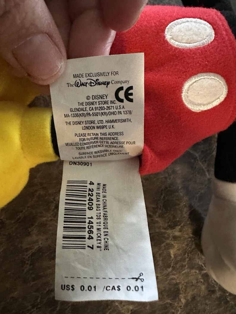 The Disney Store 2001 Mickey Mouse 9" Plush Soft Toy Stuffed Animal image 5