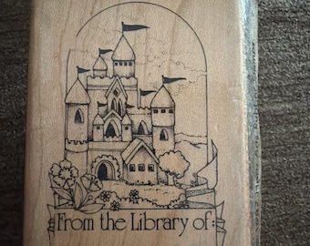 From The Library Of: 3 1/4" Book Wood Mounted Rubber Stamp 1987 Hero Arts 533G