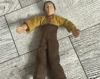 Vintage Dollhouse Dad Cloth and Rubber FATHER 4" (3/4 scale) BENDY