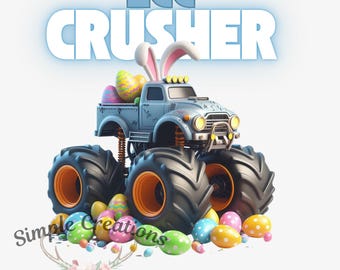 Trituradora de huevos PNG, Diseño de sublimación de Pascua, Camión monstruo de Pascua PNG, Diseño de camiseta para niños, Descarga de camión monstruo de Pascua, Diseño de Pascua para niños