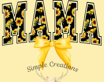 Floral Mama Coquette Png, Mama Bow Png, Mama Coquette Bow Png, mama Sunflower Png, Coquette Chinoiserie Floral, Sunflower Mama PNG