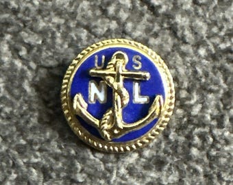 Pin de solapa vintage con ancla en relieve de la Liga Naval de los Estados Unidos