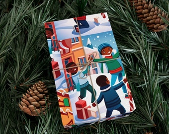 Candy Cane Play Black Boy Gift Wrapping Paper