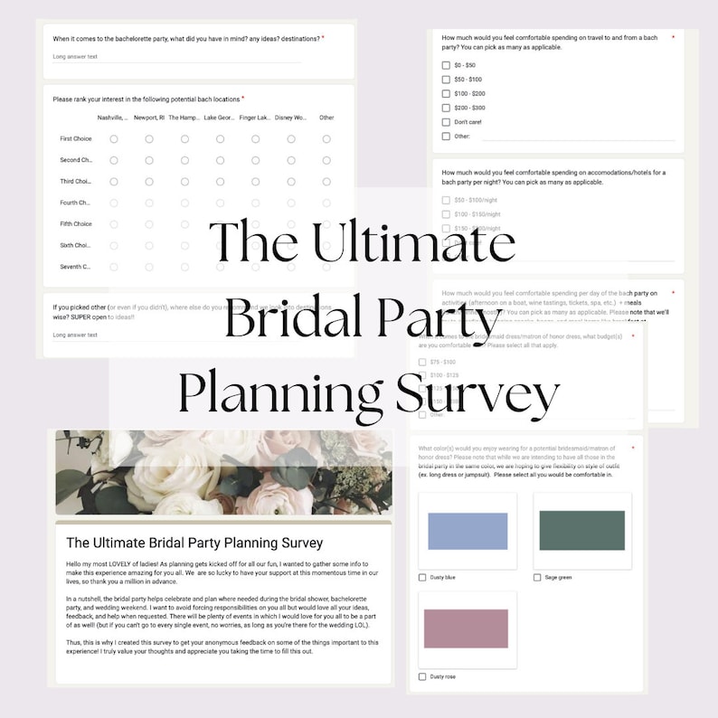 The Ultimate Bridal Party Planning Survey Bach Party Etsy UK