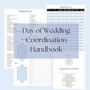 Handboek en map voor coördinatie van de dag van de bruiloft | Gastenlijst | Zitplaatsenoverzicht | Decorlijst | Digitale Planner | Tijdlijn | Fotografie