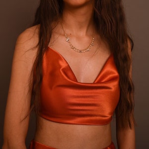 Magdalena Cowl Crop Top Terracotta image 2