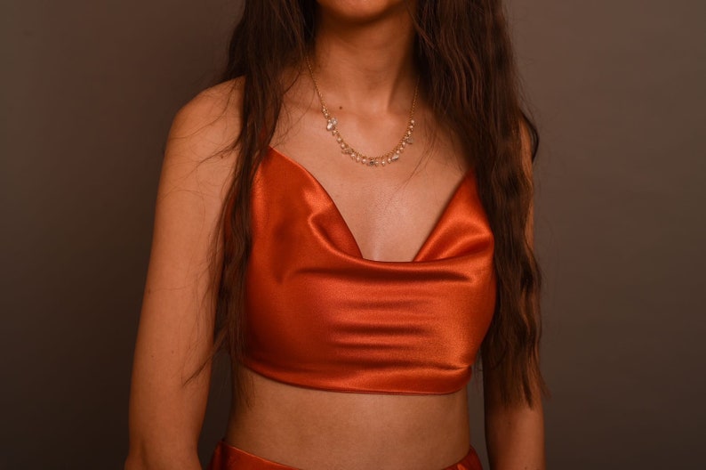 Magdalena Cowl Crop Top Terracotta image 2