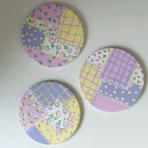 Pastell handbemalte Patchwork Untersetzer.