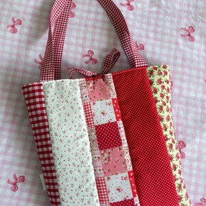 Sac fourre-tout matelassé patchwork floral à carreaux vichy