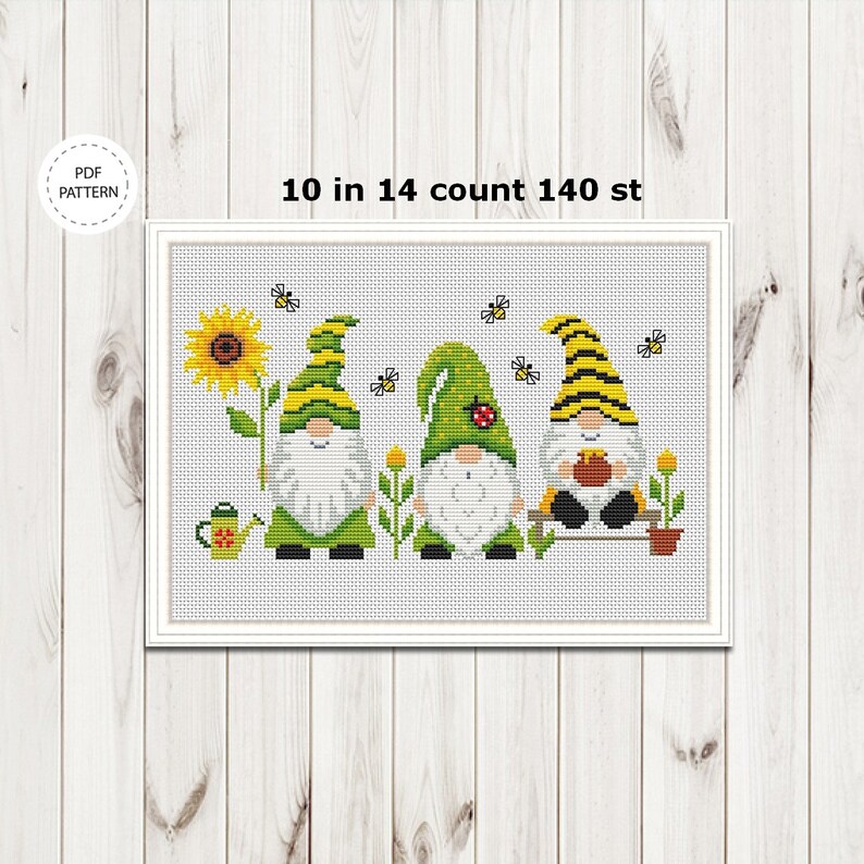 Gnomes Cross Stitch Pattern Summer Pattern Pdf Etsy
