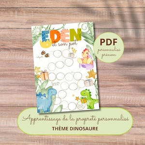 Töpfchenroutine für Kinder • Tabelle zum Töpfchentraining • Belohnung für das Töpfchentraining • Auf das Töpfchen pinkeln • Motivation • Dinosaurier-Thema