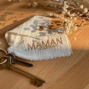 Porte clés personnalisé • cadeau fêtes des mères • cadeau EVJF • anniversaire • mariage • porte clés tissu • gaze de coton • personnalisable