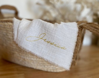 Fazzoletto da sposa in tessuto personalizzato • souvenir di nozze • regalo per la sposa • lacrime di gioia • matrimonio in campagna • nomi • iniziali