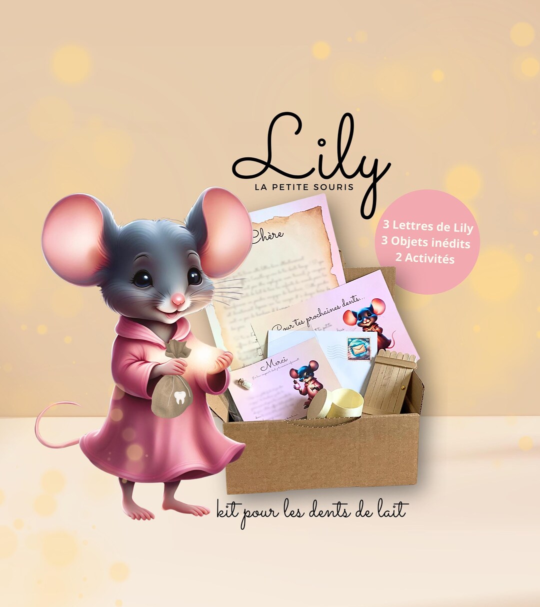 Personalized Little Mouse Box Baby Tooth Kit Wooden Tooth Box Little