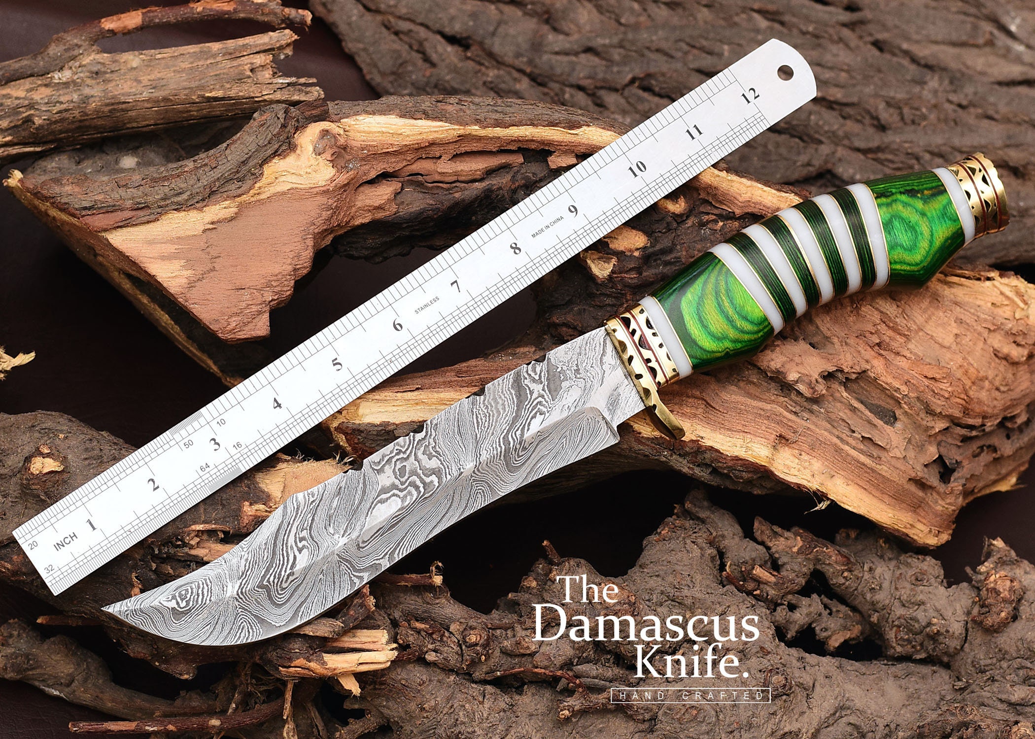 Attractive Handmade DAMASCUS Steel Hunting BOWIE KNIFE