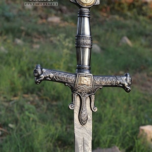 Handmade Replica Cosplay Prop KING SOLOMON Damascus Steel Sword |Star of David pommelMetal-Heavy and Solid Sword-Gift For Him-Anniversary