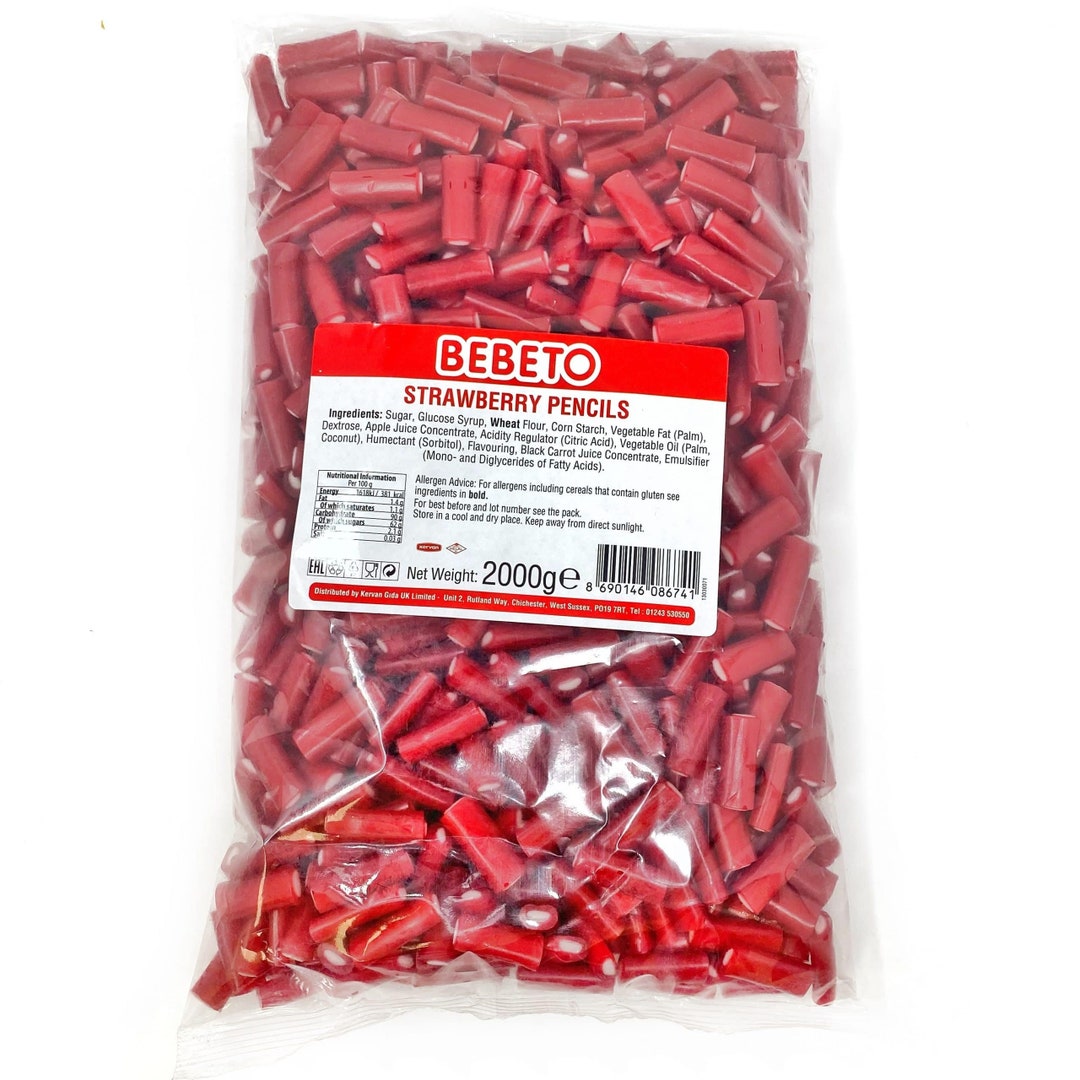Strawberry Pencils, Fizzy Blue Raspberry Pencils Bebeto 1KG & 2KG Bags ...