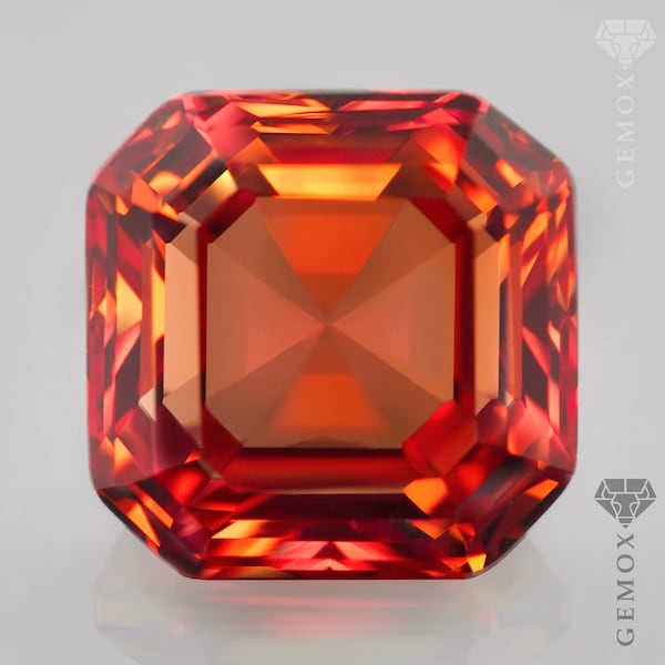 Padparadscha Sapphire 10mm. Asscher cut Genuine Clean Pink Orange Loose Gemstone Square Octagon Stone EU 6.80ct.