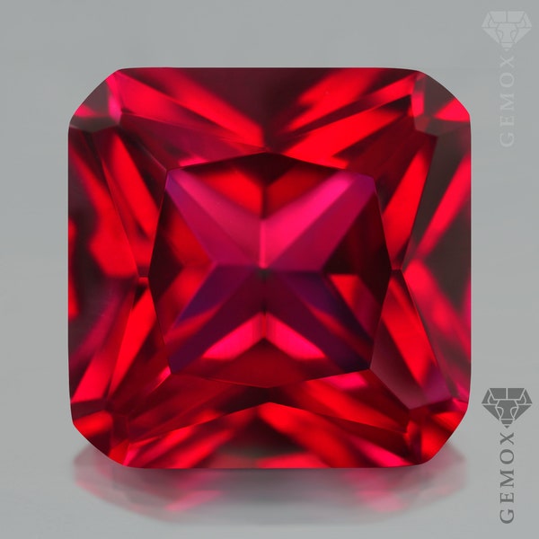 Ruby Genuine Loose Gemstone Square Radiant Cut Ruby Classic Raspberry Red Color, Lab-Grown Red Corundum EU