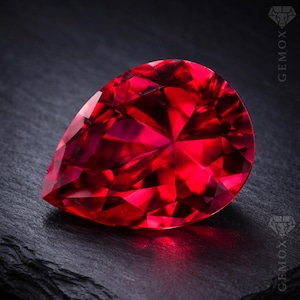 Pear Cut Ruby - Raspberry Red Loose Gemstone - Lab Corundum for Jewelry Making