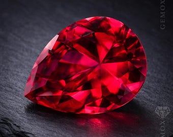 Pear Cut Ruby - Raspberry Red Loose Gemstone - Lab Corundum for Jewelry Making