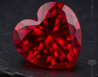Raspberry Red Heart Ruby Gemstone Lab-Created Faceted Loose Ruby for Jewelry Making, Rings, Pendants