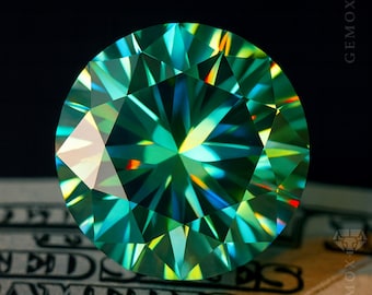 Moissanite 3.20ct. Diamond Alternative Brilliant Cut Blue Green Loose Stone for Jewelry Making 9x5mm.