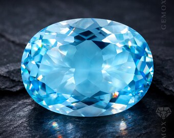 Natural Swiss Topaz Loose Gemstone 5.45ct, Oval Blue Topaz 10x12mm for Jewelry Making Brazil.
