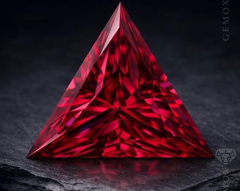 Natural Looking Ruby - Lab-Grown Raspberry Red Triangle Loose Gemstone Trillion cut Corundum