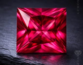 Pink Ruby Princess Cut - Square Loose Gemstone for Jewelry, Engagement Ring Stone, Lab-Grown Ruby