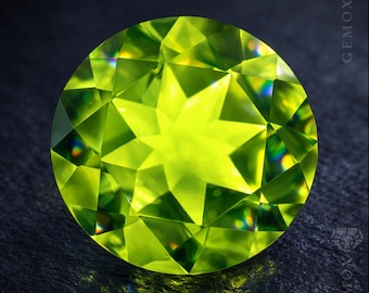 Neon Green Tourmaline 1.28ct. Natural Loose Gemstone Round Cut VS Yellow Green Faceted Stone 6.8mm.
