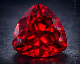 Ruby Trillion Loose Gemstone for Jewelry Making Raspberry Red Lab-Grown Corundum