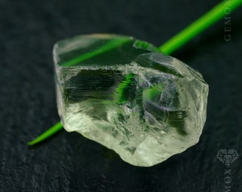 Prasiolite 19 carats. Spécimen minéral de cristal brut naturel, parfait, menthe, améthyste verte, pierre brute du Brésil, 16 x 14 mm.