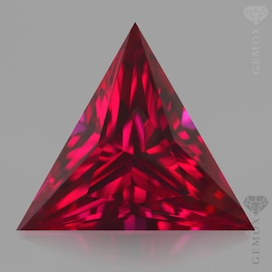 Lab-Grown Ruby Gemstone: Raspberry Red Trillion Cut Corundum